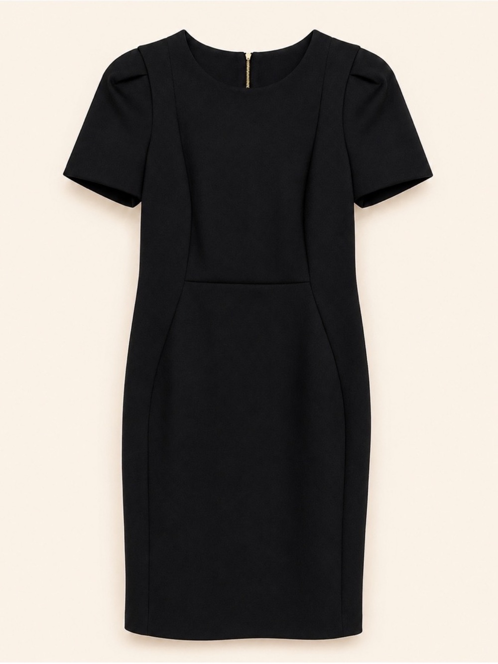 Calvin Klein Black Sheath Dress Gold Back Zipper Size 6 NWT